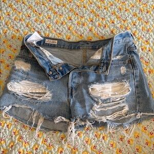 Levi's Blue Ripped Jean Shorts